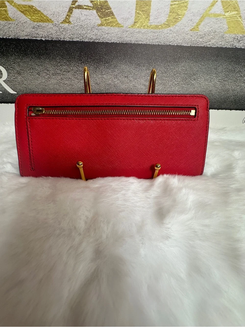 Tory Burch Red Zip-Around Continental Wallet with Gold Logo